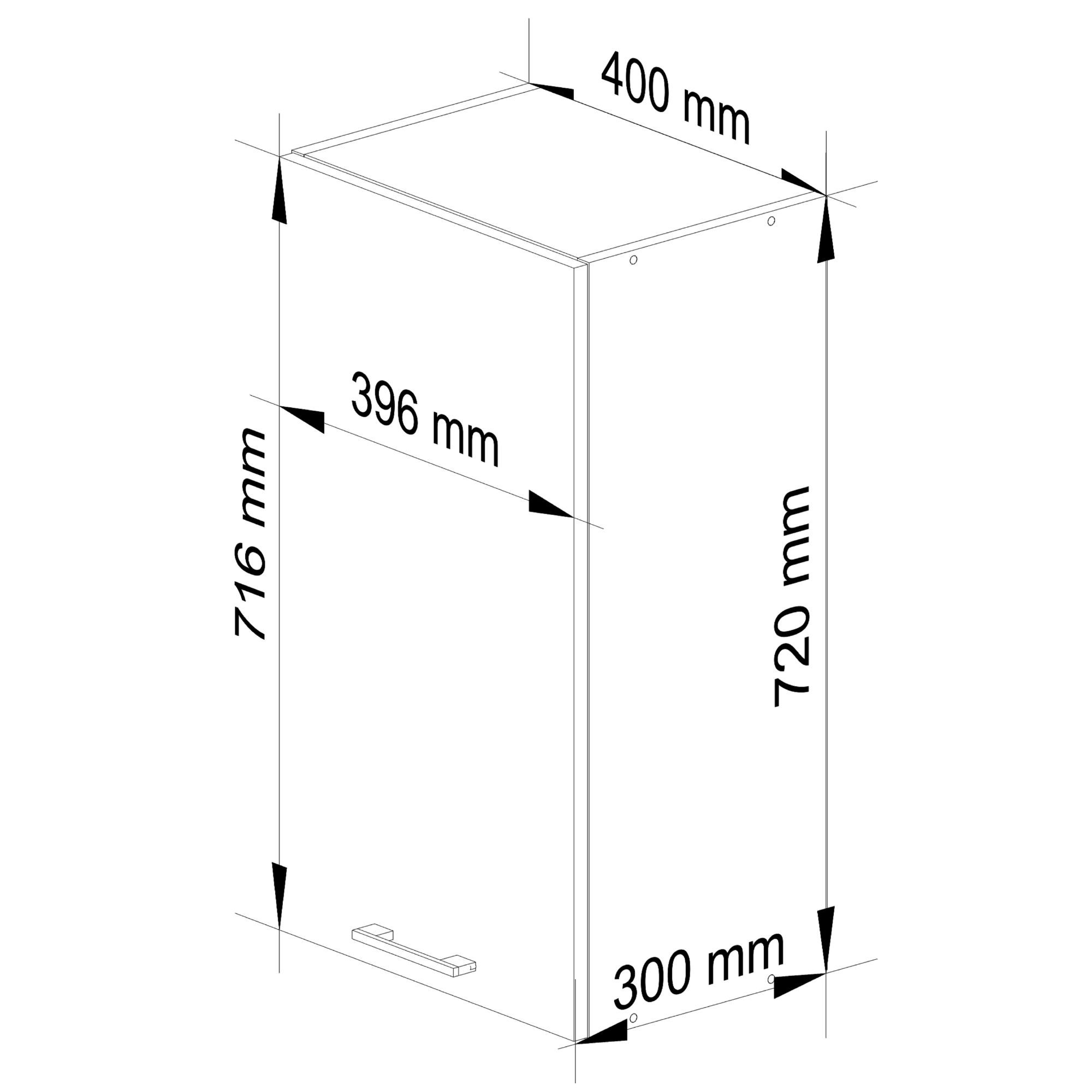 Horní kuchyňská skříňka Ozara W40 H720 (bílá + metalický lesk)