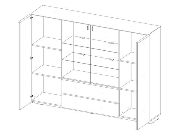 Vitrína Toft Typ 48 (wenge + černé sklo)