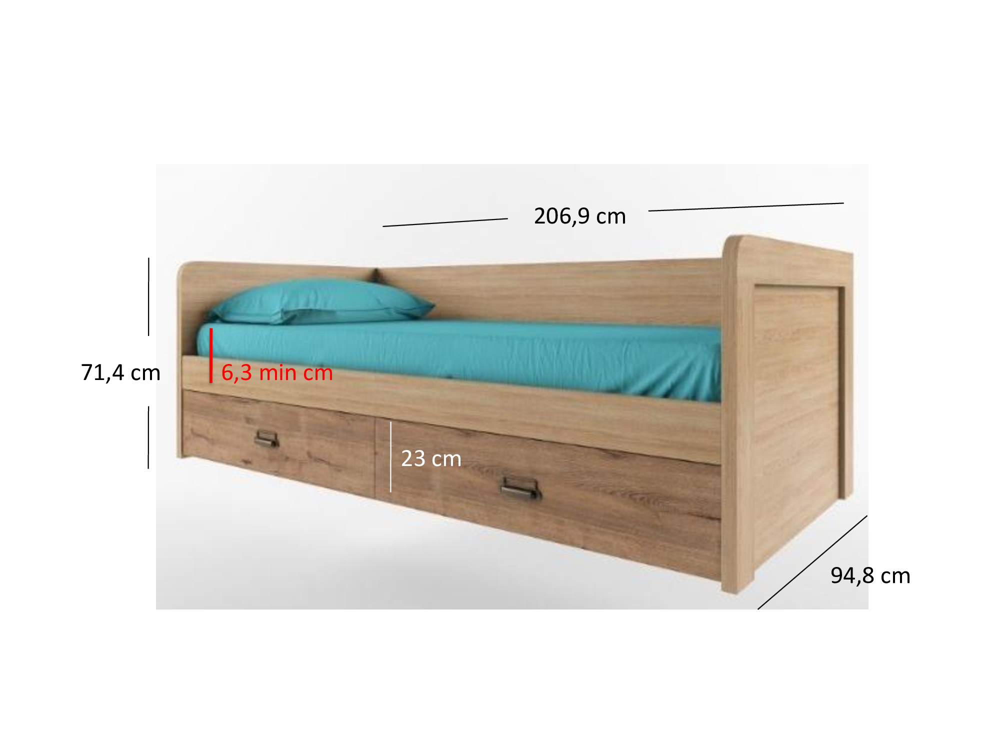 Jednolůžková postel 90 cm Danica (madura + dub wellington) (s roštem)