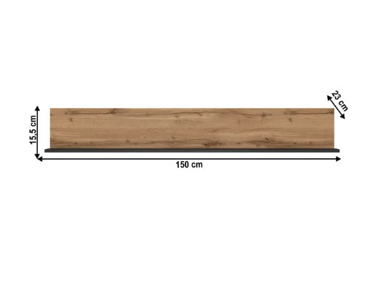 Polička 150 cm Leticia (dub wotan + černá)