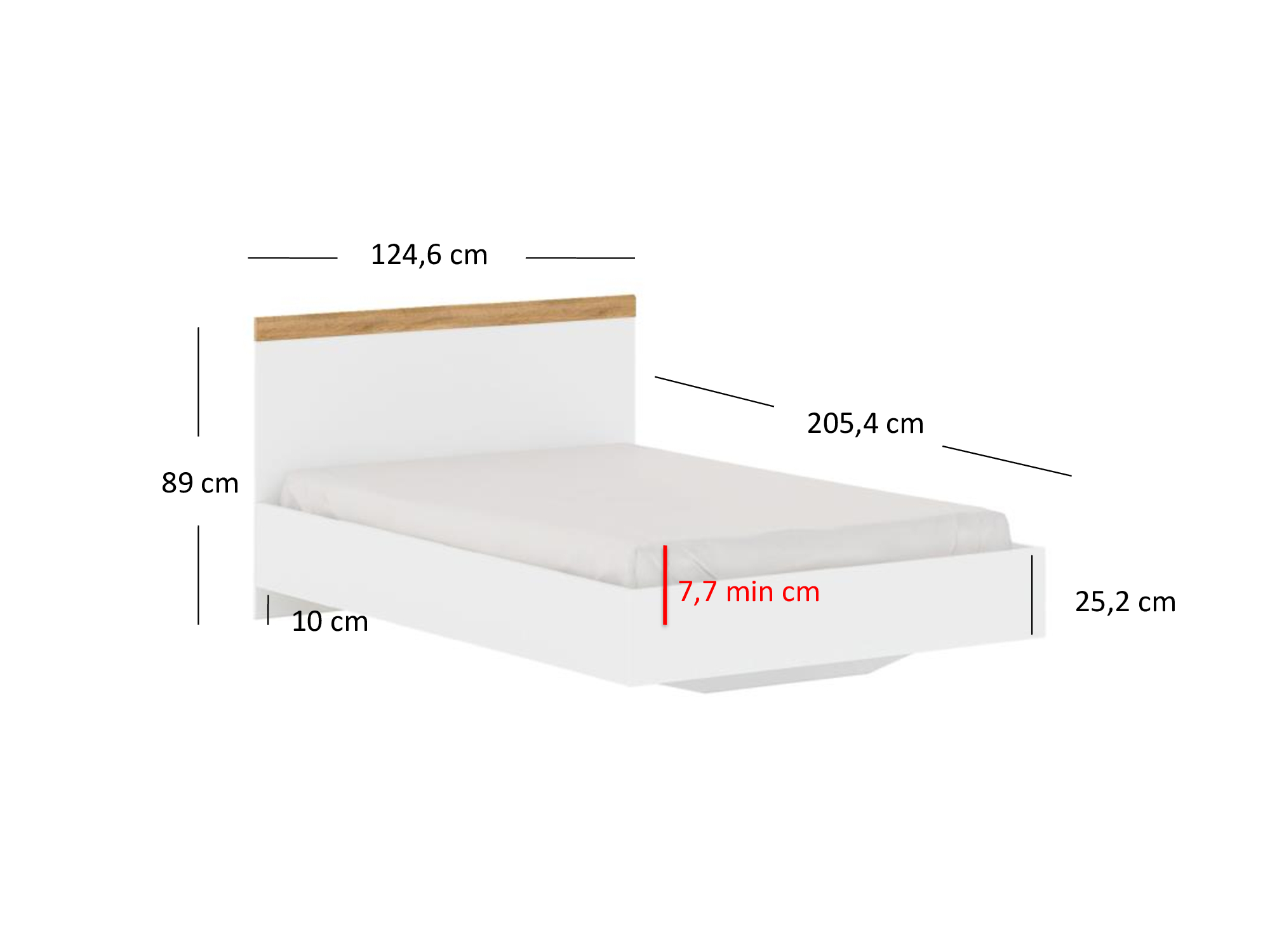 Manželská postel 120 cm Vina (bílá + dub wotan) (bez roštu a matrace)