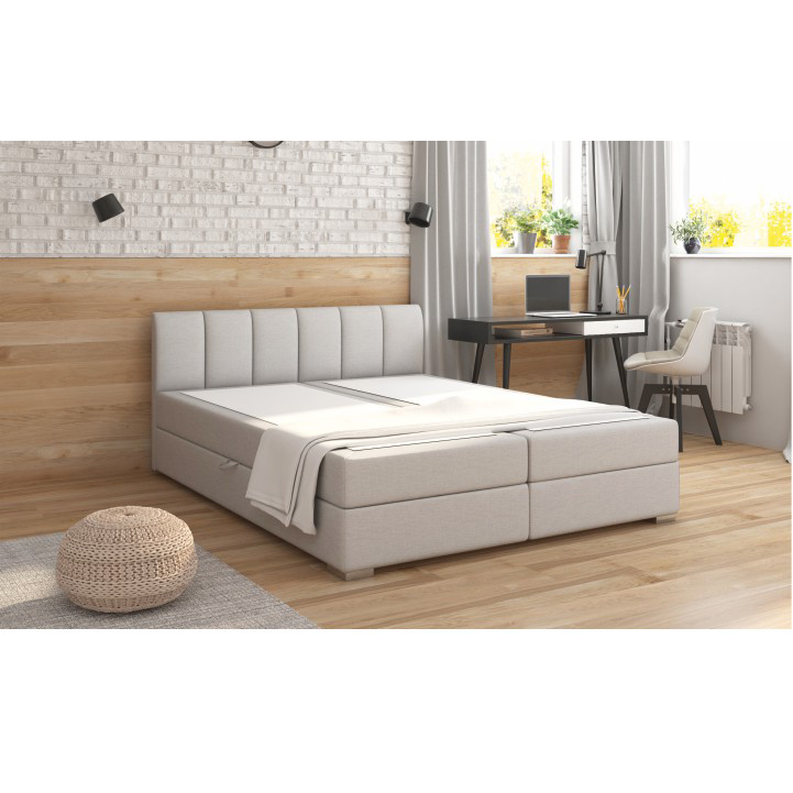 Manželská postel Boxspring 160 cm Rhoni (světle šedá) (s roštem, matrací a úl. prostorem)