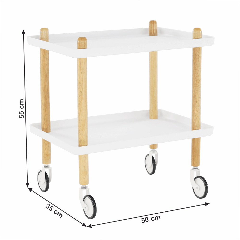 Servírovací vozík Ponteo (bílá + přírodní)