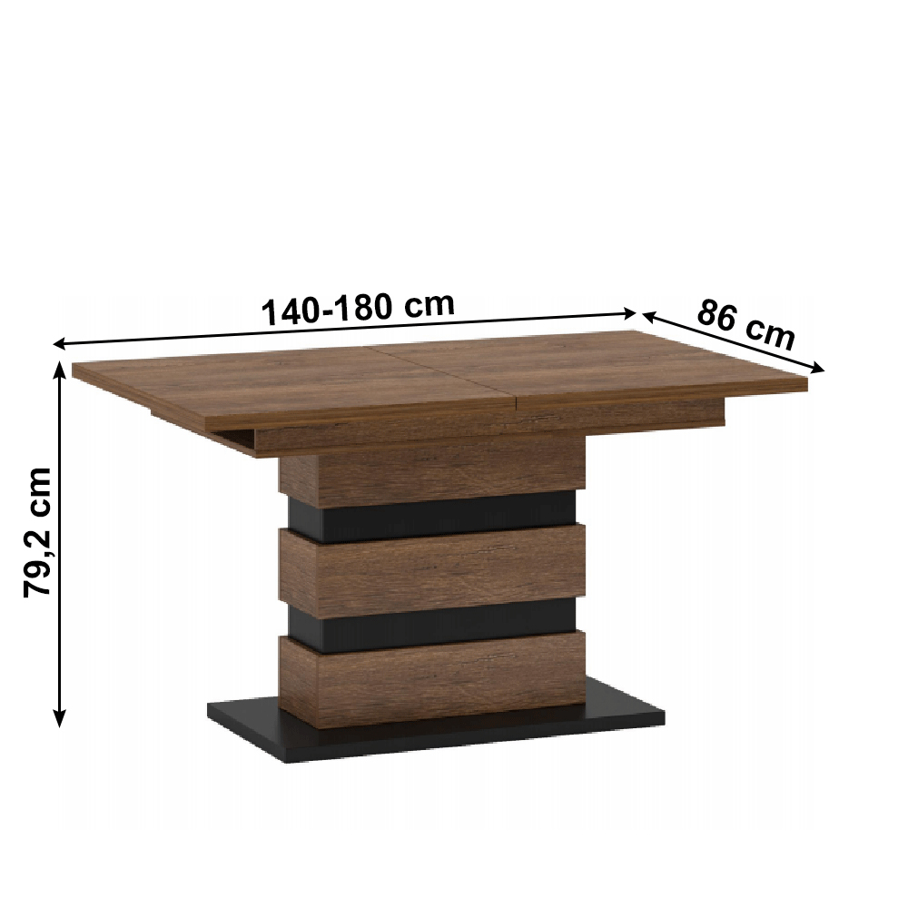 Jídelní stůl Diram S (dub bolzano + černá) (pro 6 až 8 osob)