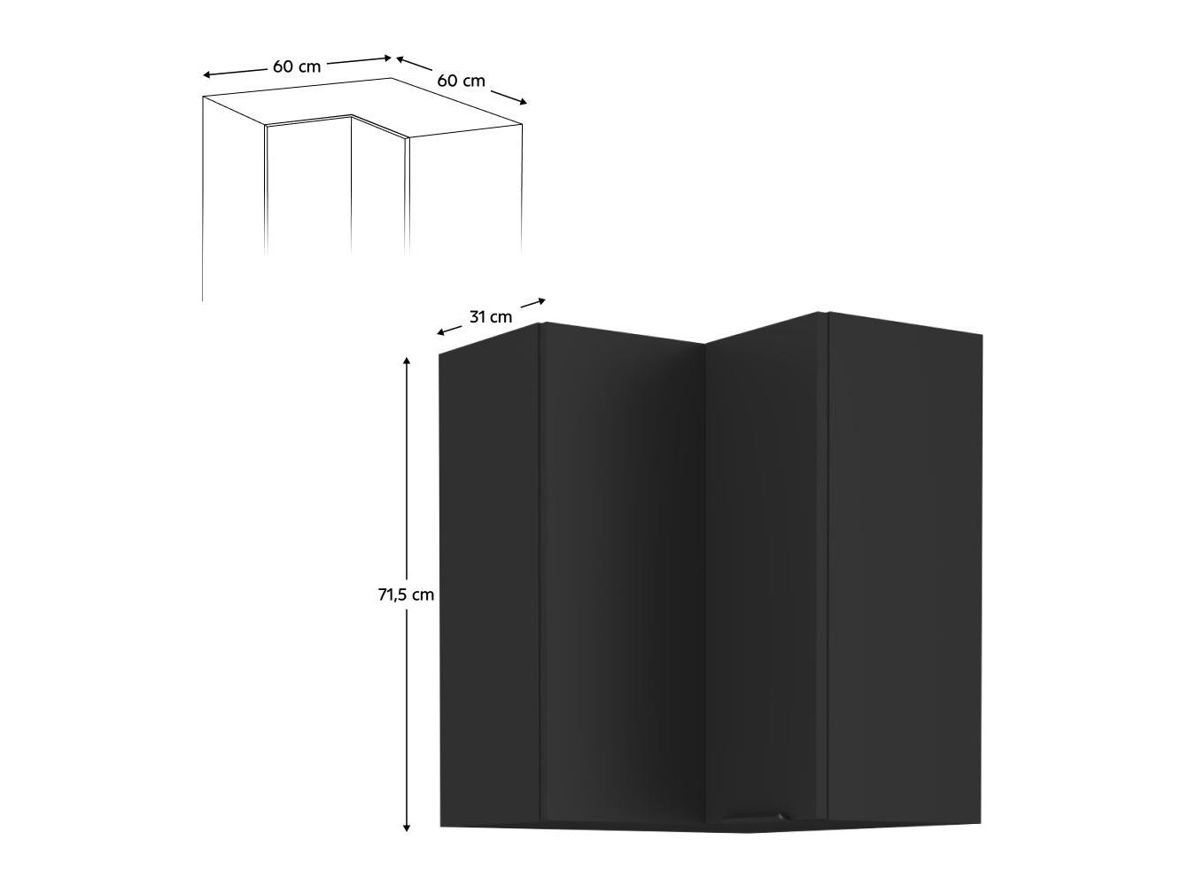 Horní rohová kuchyňská skříňka Sobera 60x60 GN 72 2F (černá)