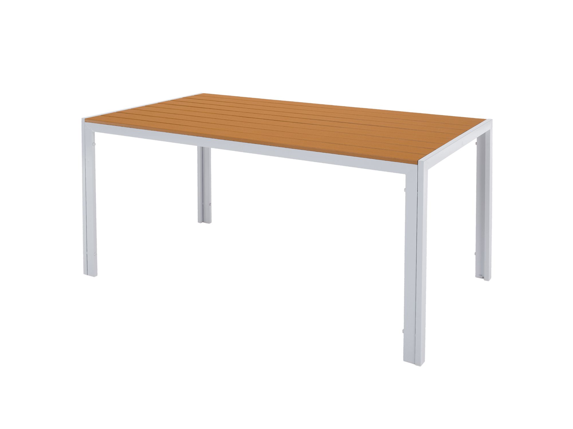 Zahradní stůl BANTO (bílá ocel + dub) (pro 4-6 osob)