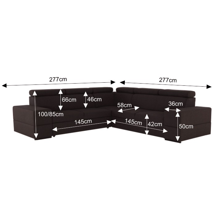 Rohová sedací souprava Mone (tmavohnědá) (P)