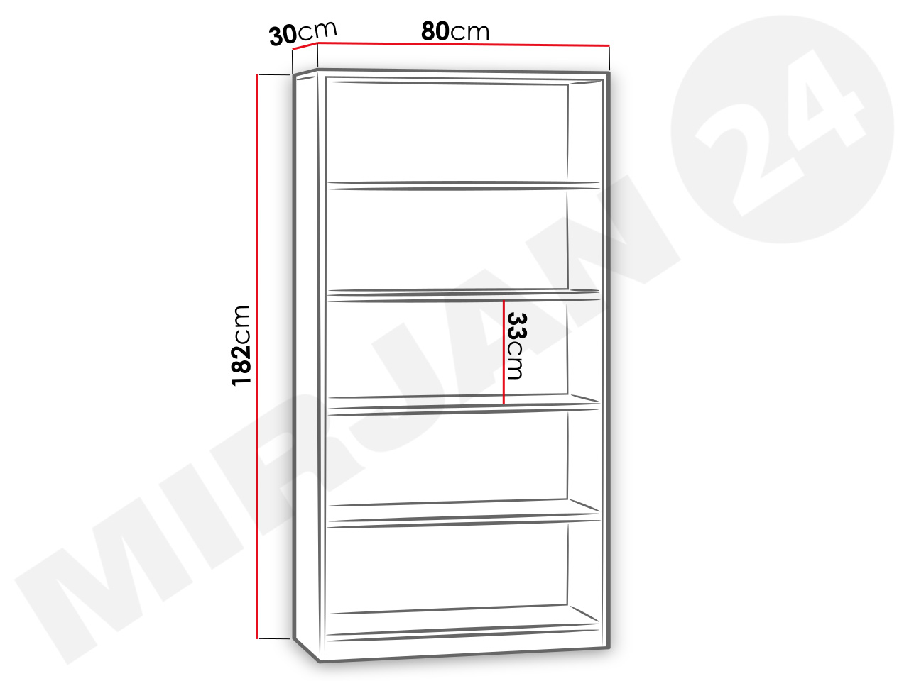 Regál Mirjan Elestrie -80cm (černá)