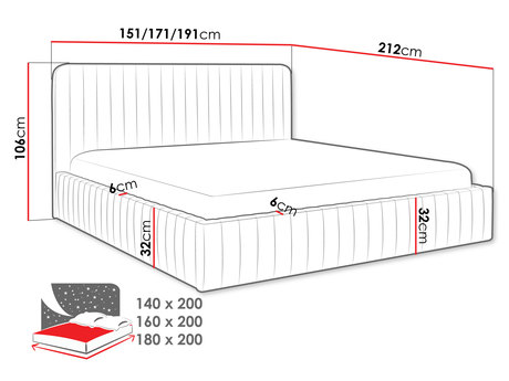 Manželská postel 140 cm Lentoa (modrá) (s roštem) (s úl. prostorem)