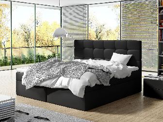 Boxspring postel 160 cm Cinara (ekokůže soft 011 (černá)