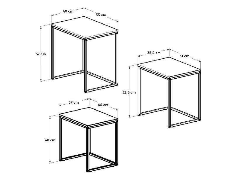 Set 3 konferenčních stolků Shepolendo 1 (ořech světlý + černá)