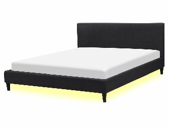 Manželská postel 160 cm FUTTI (s roštem a LED osvětlením) (černá)