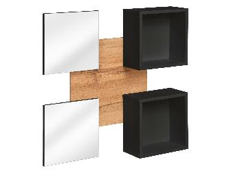 Zrcadlový panel se závěsnými policemi Enderly (dub wotan + černá)
