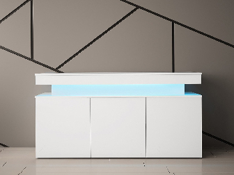 Skříňka Lesteralo 3D 160 (bílá + lesk bílý) (s LED osvětlením)