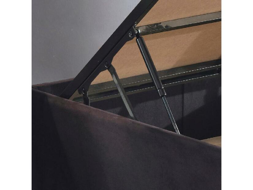 Jednolůžková postel s čalouněným čelem 100 cm Kemadi (černá) (s roštem) (s úlož. prostorem)