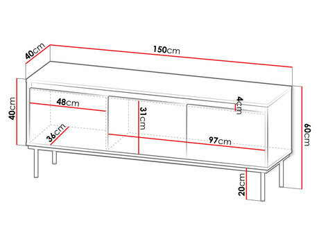 TV skříňka Gelean 3D (bílá + zlatá)