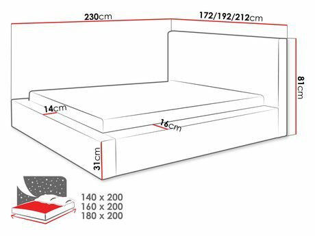 Manželská postel 140 cm Gretty S (krémová) (s roštem) (s úl. prostorem)