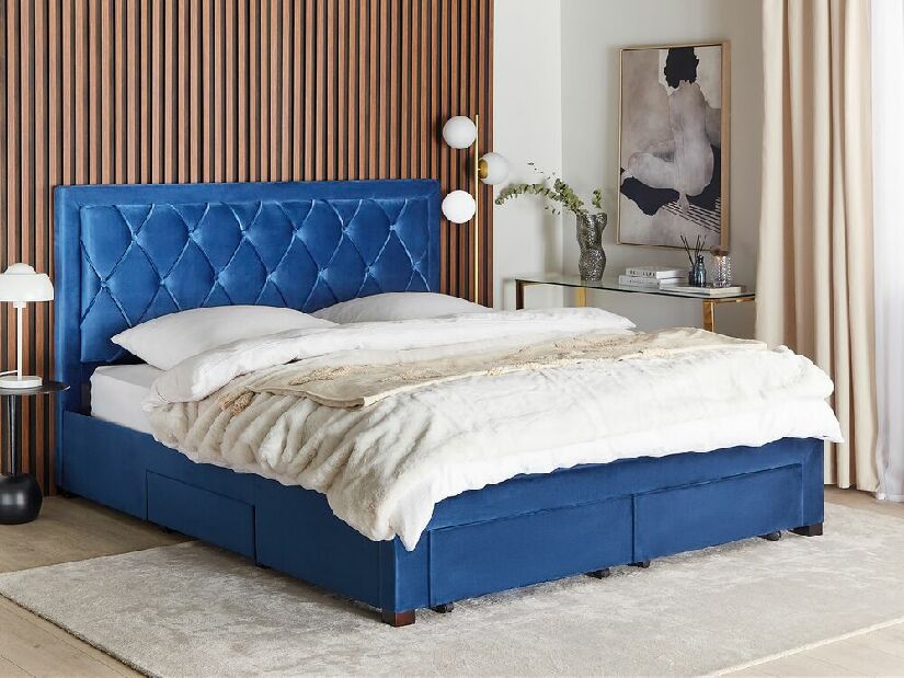 Manželská postel 180 cm Levi (modrá)