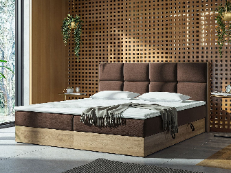 Boxspring postel 160 cm Bolondra (zlatý řemeslný dub + soro 28)