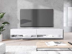 Závěsná TV skříňka Adenuk 140 MDF (bílá + bílá vlna) (s LED RGB osvětlením)