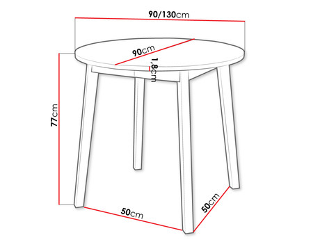 Rozkládací jídelní stůl 90 cm Kertare S 90 (bílá + černá) (pro 2-4 osoby)