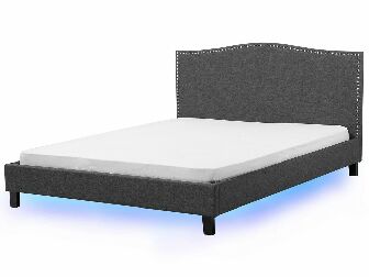 Manželská postel 180 cm MONTHY (s roštem a LED osvětlením) (šedá)