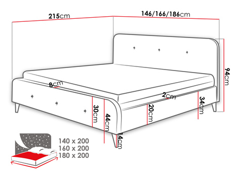 Manželská postel 160 cm Lomaha New (béžová) (s roštem)