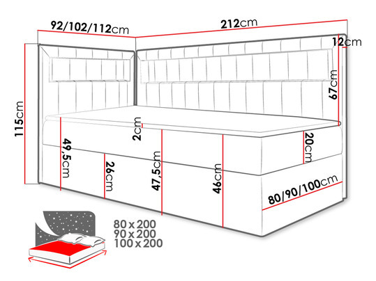 Jednolůžková postel 100 cm Rivaldi 3 (bílá + černá) (s roštem, matrací a úl. prostorem)