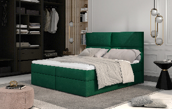 Boxspring postel 165 cm Alyce (zelená) (s matracemi)