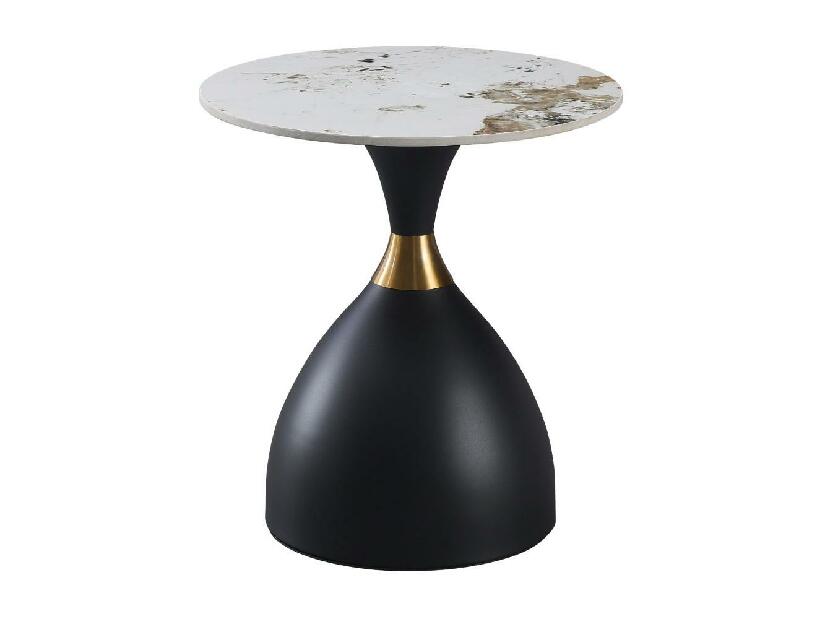 Konferenční stolek Odoso (mramor bílý + černá + zlatá)